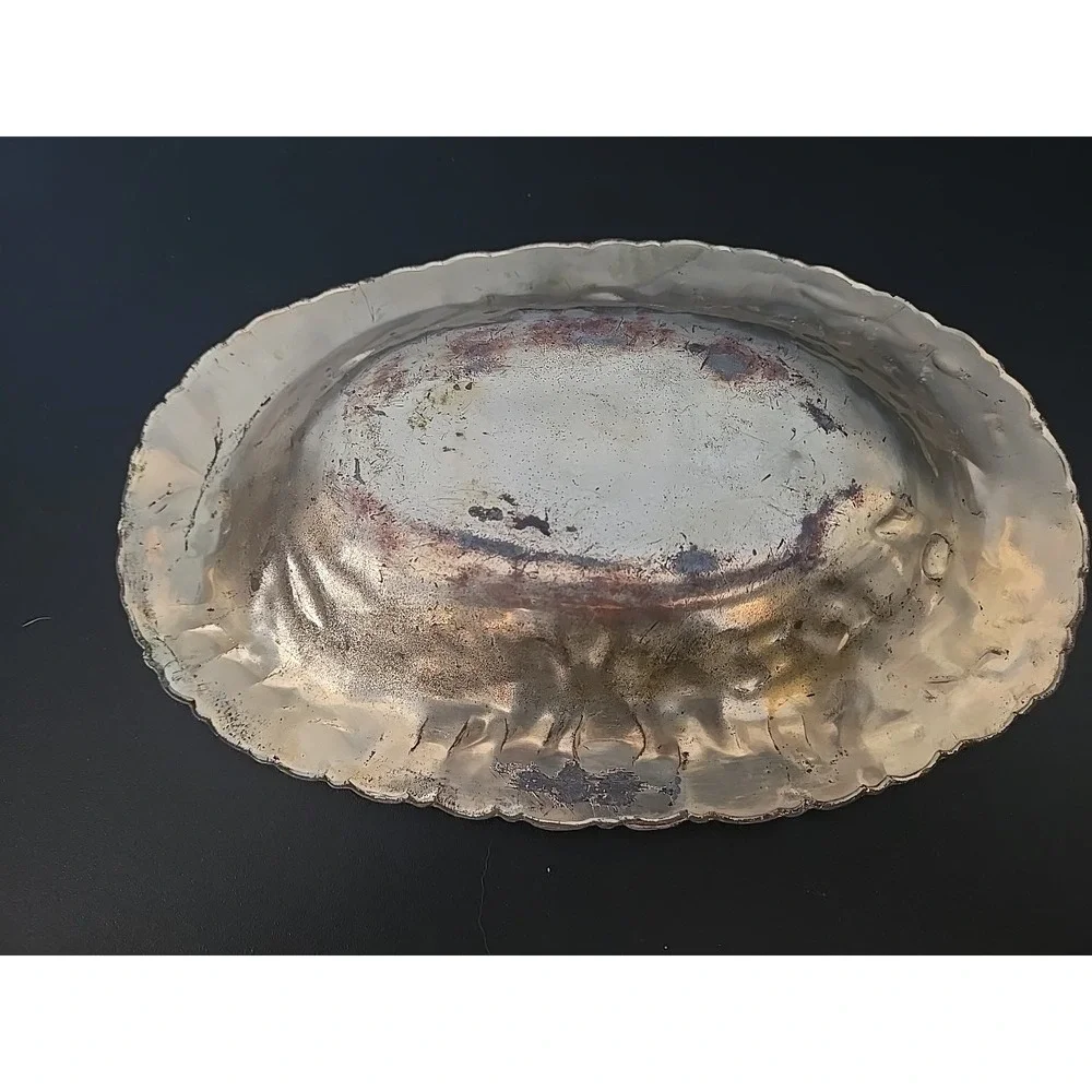 Antique Silver Gold Copper Tone Bowl 9.5